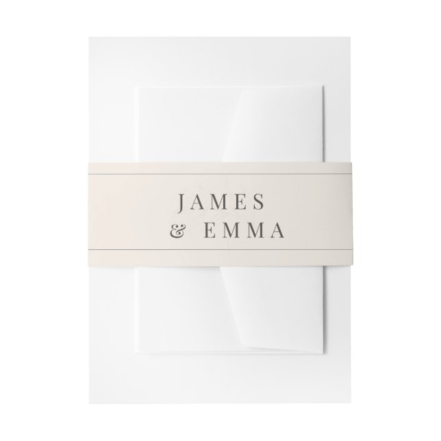 Minimalist Botanical Wedding Soft Beige Einladungsbanderole (Vorderseite Beispiel)