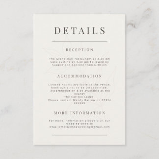 Minimalist Botanical Wedding Warm White Begleitkarte