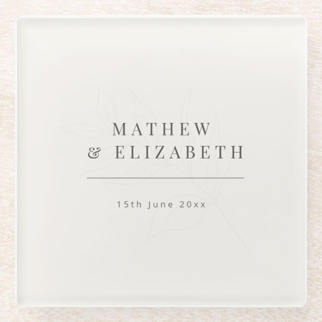 Minimalist botanical Wedding  | Warm White Glasuntersetzer (Vorderseite)