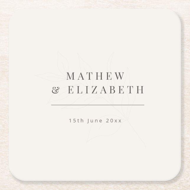Minimalist botanical Wedding  | Warm White Rechteckiger Pappuntersetzer (Vorderseite)