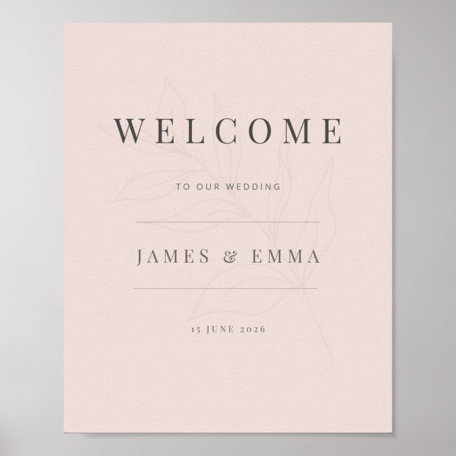 Minimalist Botanical Welcome Sign | Warm Blush Poster (Vorne)