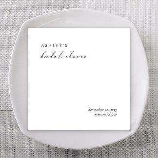 Minimalist Bridal Shower Napkins | Modern Elegant Serviette