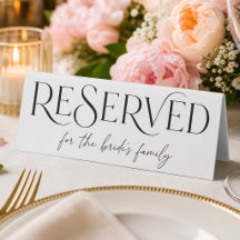 Minimalist Bride Familie Reserviert Schild