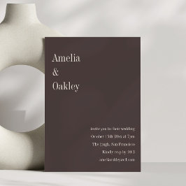 Minimalist Brown Elegant Chic Modern Wedding Einladung