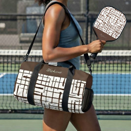 Minimalist Brown Linework | Dink Well Personalisie Duffle Bag