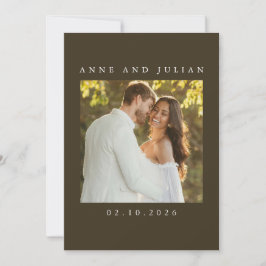 Minimalist Brown Wedding Invitation with a photo Einladung