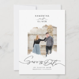 Minimalist Brush Stroke Photo  Frame Save the Date Einladung
