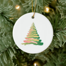 Minimalist Brushstroke Christmas Tree Keramik Ornament