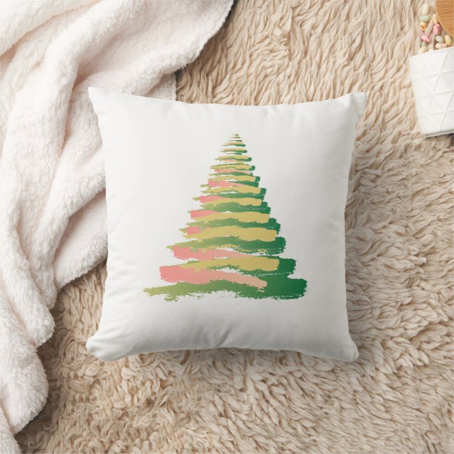 Minimalist Brushstroke Christmas Tree Kissen (Decke)