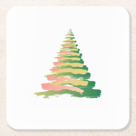 Minimalist Brushstroke Christmas Tree Rechteckiger Pappuntersetzer