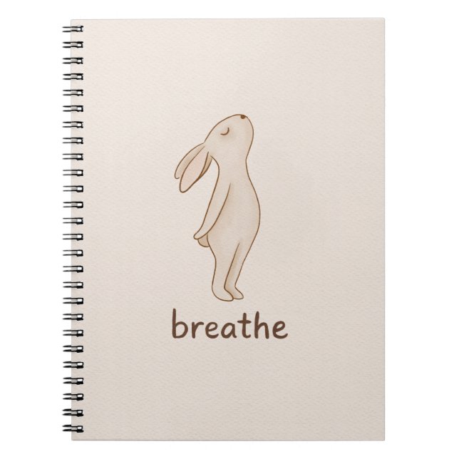 Minimalist Bunny “Breathe” Spiral Notebook Notizblock (Vorderseite)