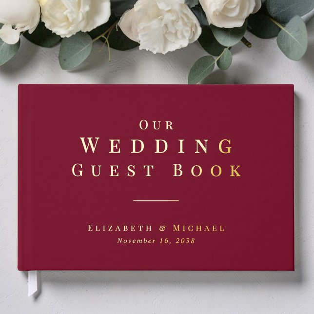 Minimalist Burgundy Wedding Gästebuch (Minimalist Burgundy Wedding Foil Guest Book)