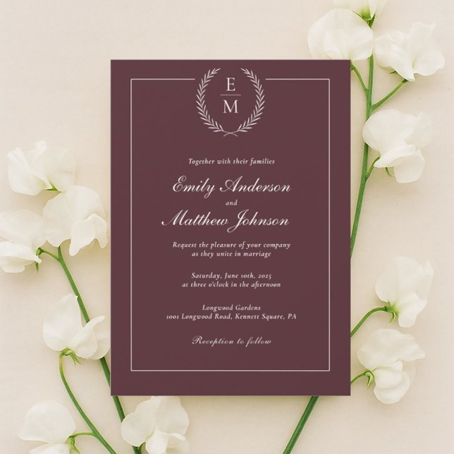 Minimalist Burgundy Wedding Invitation (Créateur téléchargé)