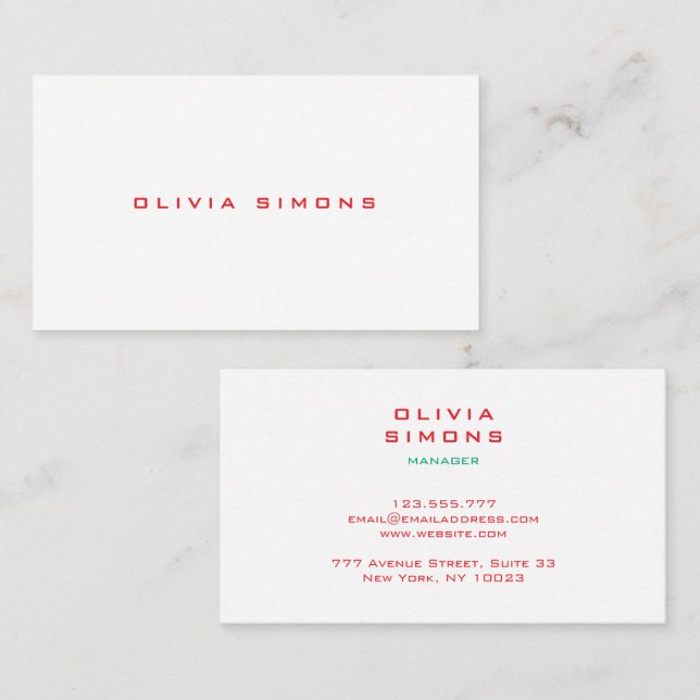 Minimalist Business Cards Visitenkarte (Vorne/Hinten)