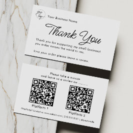 Minimalist Business Thank You with Review QR Code Visitenkarte