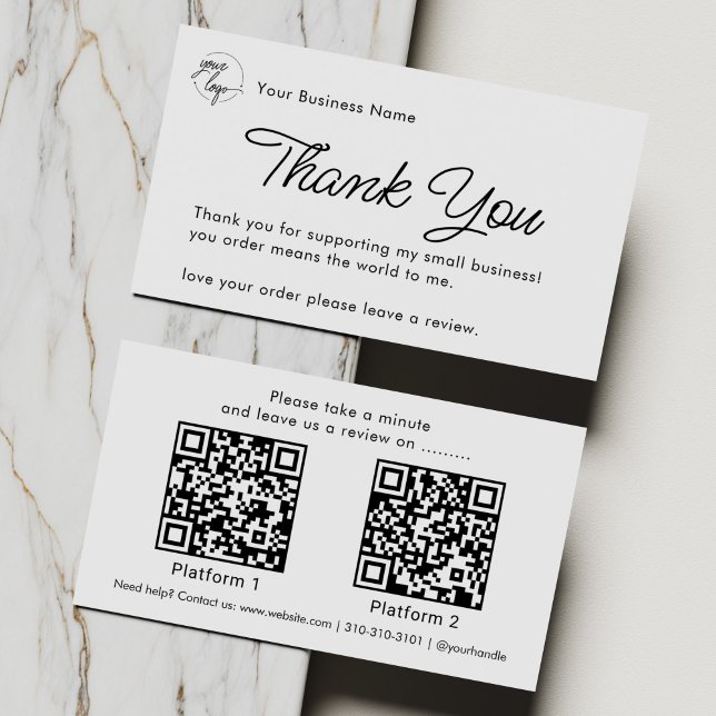 Minimalist Business Thank You with Review QR Code Visitenkarte (Von Creator hochgeladen)