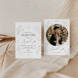 Minimalist Butterfly Floral Graduation Invite Einladung