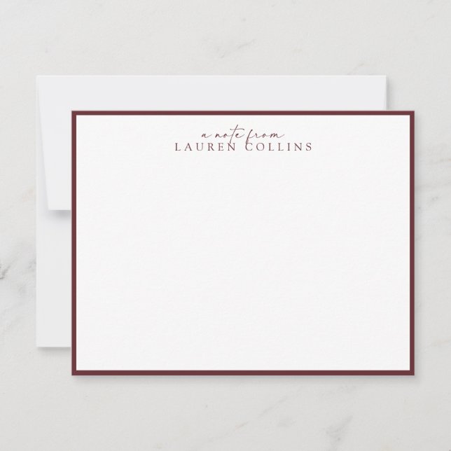 Minimalist cabernet Border Personalized Note Card Einladung (Vorderseite)
