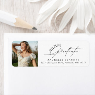 Minimalist Calligraphy Graduation Photo Address