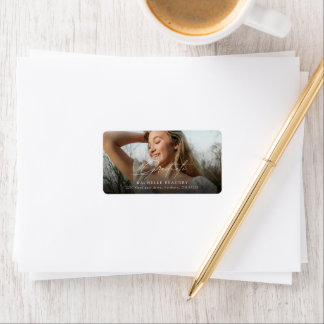 Minimalist Calligraphy Graduation Photo Address Adressaufkleber