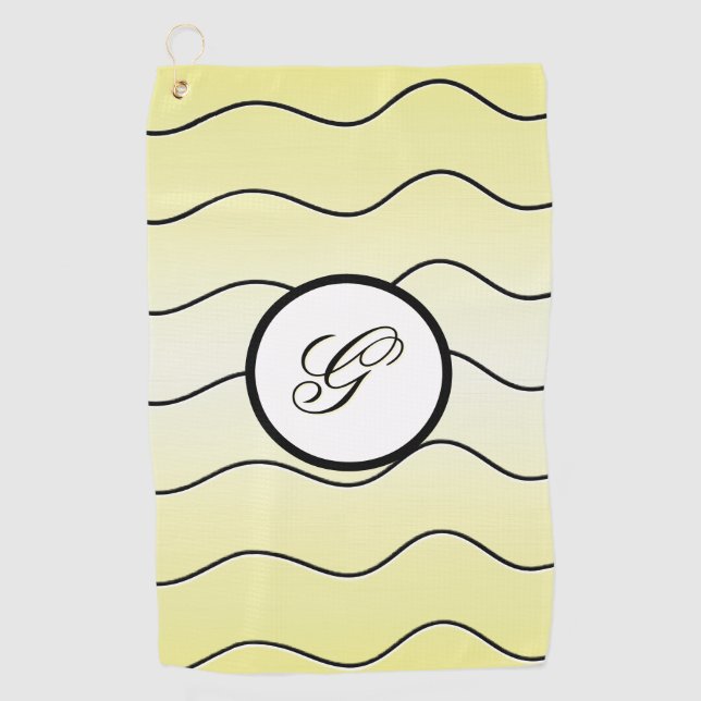 Minimalist Calligraphy Initial Subdued Yellow Golfhandtuch (Vorderseite)