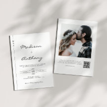 Minimalist Calligraphy Wedding Photo QR Code 