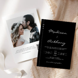 Minimalist Calligraphy Wedding Photo QR Code  Einladung