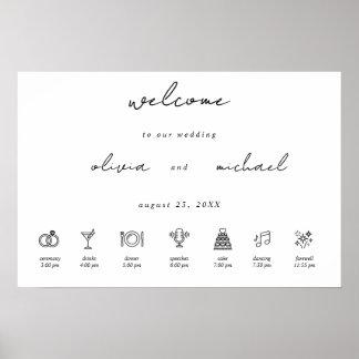 Minimalist Calligraphy Wedding Welcome Poster