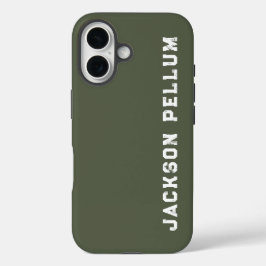 Minimalist Camo Green Monogram Name Case-Mate iPhone 16 Hülle