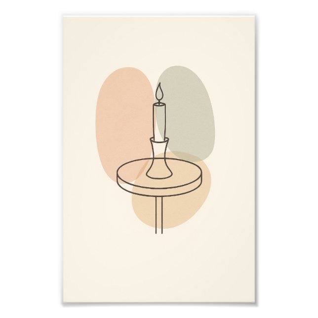 Minimalist Candle Line Art Poster (Devant)