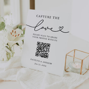 Minimalist Capture the Love QR-Foto-Herz Sockelschild