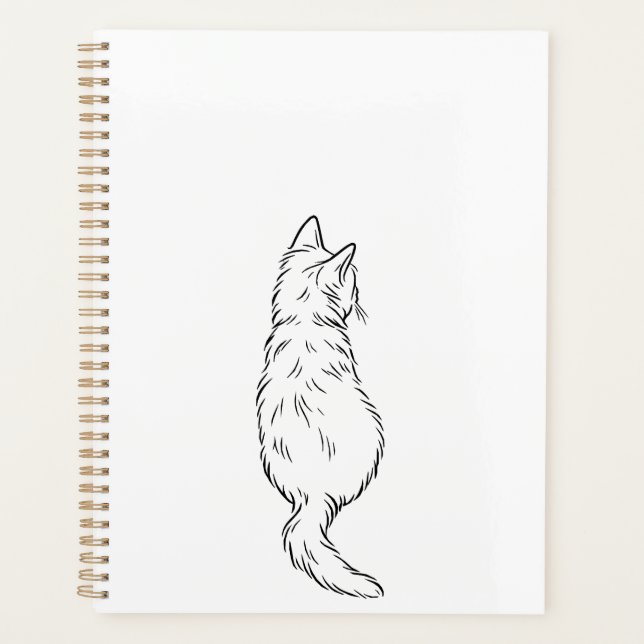 Minimalist Cat Back View Line Art Daily Planners Planer (Vorderseite)