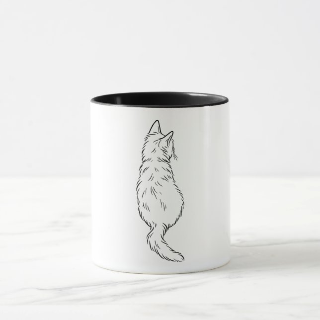 Minimalist Cat Back View Line Art Tasse (Zentrum)