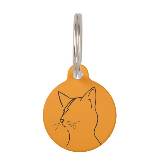 Minimalist Cat Lightning Bolt Line Art Modern Simp Haustiermarke (Vorderseite)