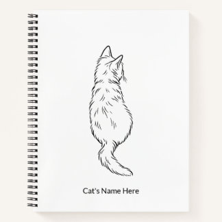 Minimalist Cat Line Art Personalized Name Notebook Notizbuch