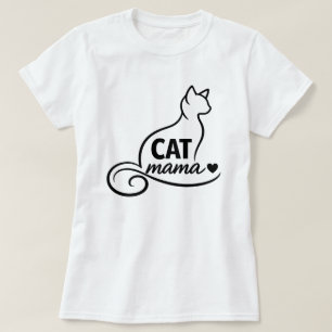 Minimalist Cat Mama T-Shirt - Cute Line Art Katze 