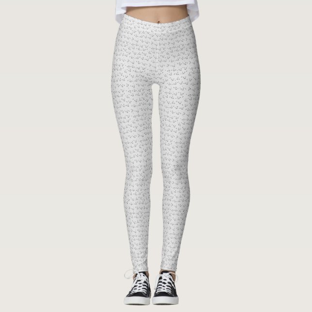 Minimalist Cat Pattern Leggings – Light Gray (Vorderseite)