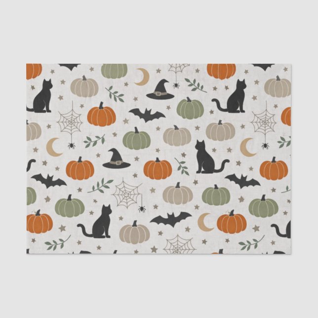 Minimalist Cat Pumpkin Halloween Seidenpapier (Vorderseite)