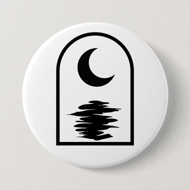 Minimalist Celestial Moon and Water Button (Vorderseite)
