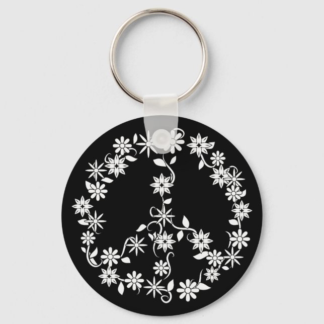 Minimalist Celestial Starburst Peace Sign Schlüsselanhänger (Vorderseite)