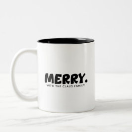 Minimalist Cheer: Personalized "MERRY." Statement Zweifarbige Tasse