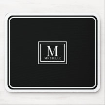 Minimalist Chic Black Monogram Double Boarder