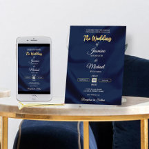 Minimalist Chic Navy & Gold Script Wedding Elegant