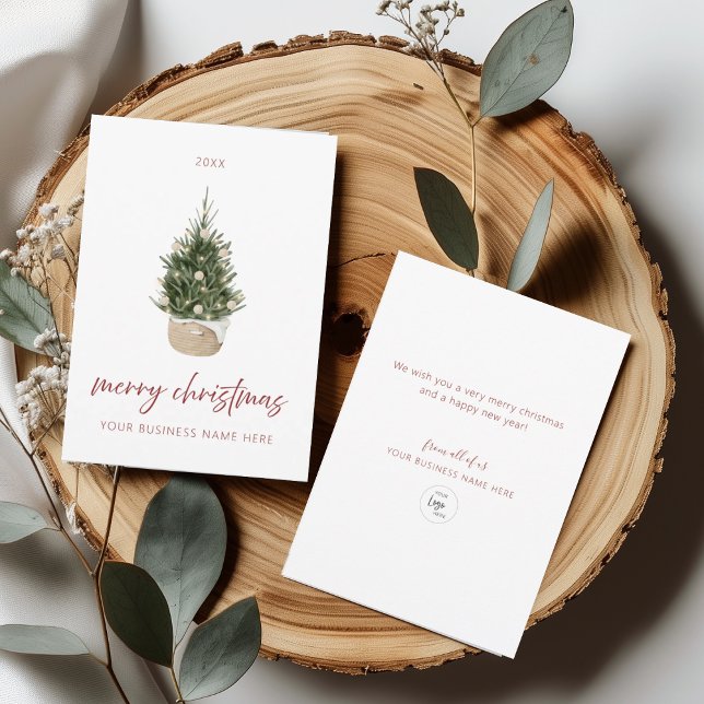 Minimalist Christmas Tree Business Holiday Card Einladung (Von Creator hochgeladen)