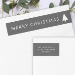 Minimalist Christmas Tree | Simple Return Address<br><div class="desc">Minimalist, bold and simple christmas tree silhouette design wrap around labels in a 'scandi' scandinavian design style. The modern, minimal and bold design stands out from traditional christmas designs and is the perfect choice for the festive season. Can be easily personalized with your holiday message and return address details. In...</div>