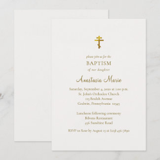 Minimalist Classic Orthodox Christian Baptism Einladung