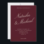 Minimalist Classy Burgundy Wedding Einladung<br><div class="desc">Create your own custom wedding invitations in a minimalist elegant style. Add your personalized details of your wedding day in modern typography with names in classic script design.</div>