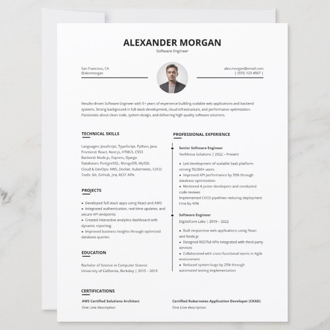 Minimalist Clean Professional Pro Resume  (Vorderseite)