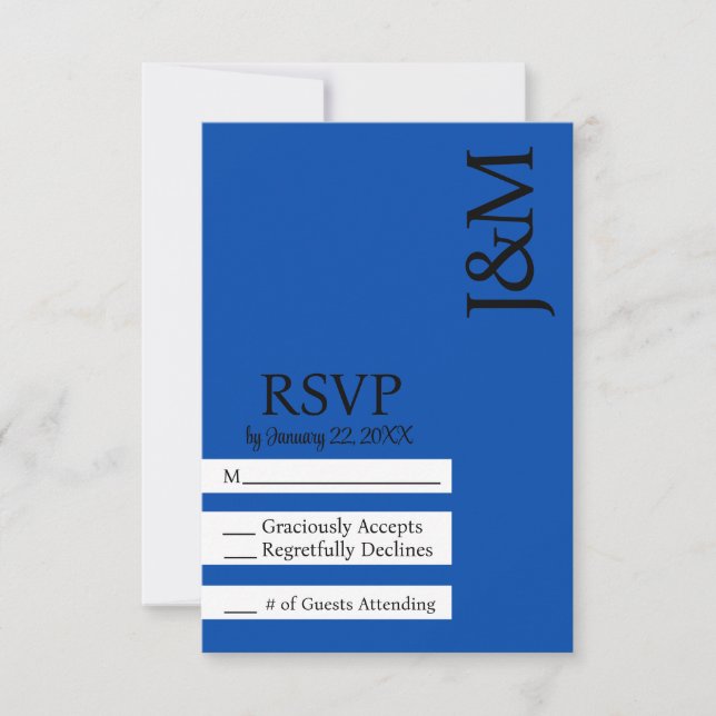 Minimalist Cobalt Blue RSVP card Karte (Vorderseite)