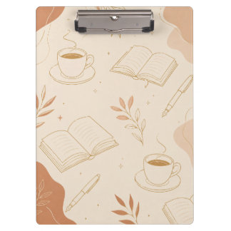 Minimalist Coffee & Books Academia Notizbuch Klemmbrett